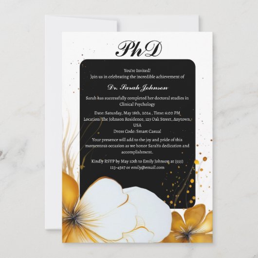Zwart & Goud PhD of doctoraat Afstuderen Kaart (Voorkant)