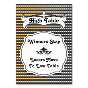 Zwart Goud Plaid Bunco tafel Kaart -Lage tafel