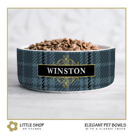 Zwart Goud Plaid Gepersonaliseerd Voerbakje