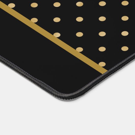 Zwart & Goud Polka Dot Monogram met Achternaam Bureaumat (Hoek)