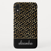 Zwart - Goud Polka Dot Patroon Monogram Case-Mate iPhone Case (Achterkant)