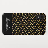 Zwart - Goud Polka Dot Patroon Monogram Case-Mate iPhone Case (Achterkant (horizontaal))