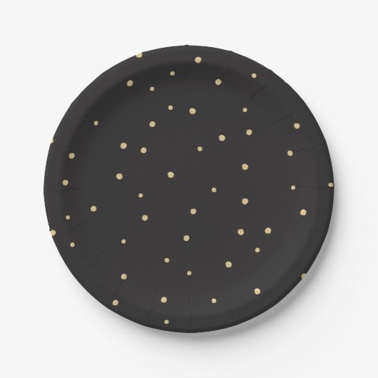 Zwart & Goud polkadot Wegwerp Party Papier Bord (Voorkant)