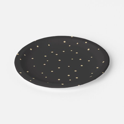 Zwart & Goud polkadot Wegwerp Party Papier Bord (Gekanteld)