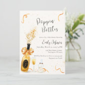 Zwart Goud Poppin Flessen Champagne Baby shower Kaart (Staand voorkant)