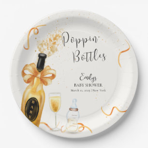 Zwart Goud Poppin Flessen Champagne Baby shower Papieren Bordje