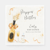 Zwart Goud Poppin Flessen Champagne Baby shower Servet (Voorkant)