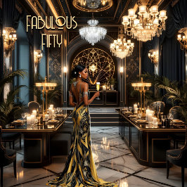 Zwart Goud Prachtige Art deco Kamer Etnische Vrouw Kaart
