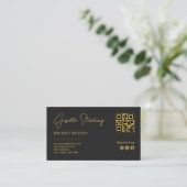 Zwart & Goud Professioneel Bedrijfslogo QR-code Visitekaartje (Staand voorkant)