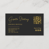 Zwart & Goud Professioneel Bedrijfslogo QR-code Visitekaartje (Voorkant)