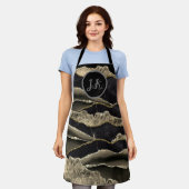 Zwart Goud Professioneel Marmeren Agaat Glam Schort (Gedragen)