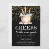 Zwart & Goud | Proficiat aan de nieuwjaarsuitnodig Kaart (Voorkant)