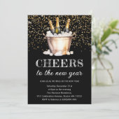 Zwart & Goud | Proficiat aan de nieuwjaarsuitnodig Kaart (Staand voorkant)