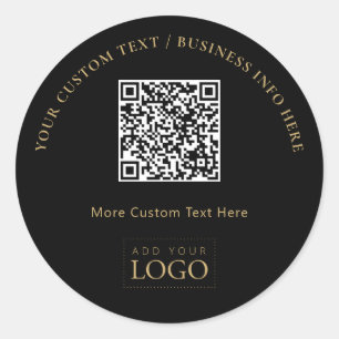 Zwart & Goud Promotionele Zakelijke Logo QR Code Ronde Sticker