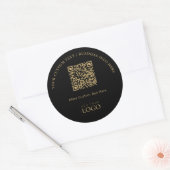 Zwart & Goud Promotionele Zakelijke Logo QR Code Ronde Sticker (Envelop)