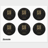 Zwart & Goud Promotionele Zakelijke Logo QR Code Ronde Sticker (Vel)
