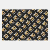 Zwart Goud Proost 40 Jaar Verjaardag Inpakpapier Vel (Voorkant)