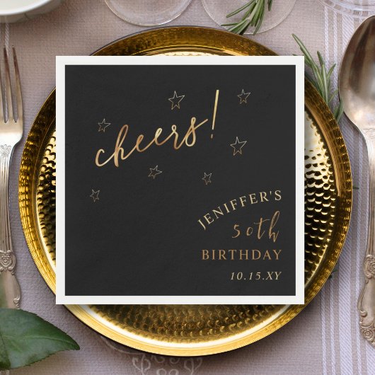 Zwart Goud Proost 40e 50e 60e Verjaardagsfeestje Servet