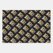 Zwart Goud Proost 50 Jaar Verjaardag Inpakpapier Vel (Voorkant)