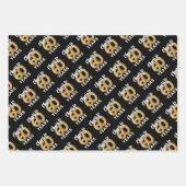 Zwart Goud Proost 60 Jaar Verjaardag Inpakpapier Vel (Voorkant)