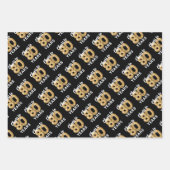 Zwart Goud Proost naar 80 Jaar Verjaardag Inpakpapier Vel (Voorkant)