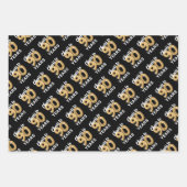 Zwart Goud Proost op 90 Jaar Verjaardag Inpakpapier Vel (Voorkant)