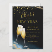 Zwart Goud |  Proost Op Het Nieuwe Jaar Feest Feestdagenkaart (Voorkant)