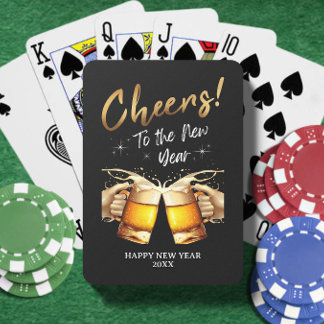 Zwart & Goud Proost op New Years Eve Party 2024 Pokerkaarten