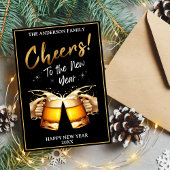 Zwart & Goud Proost op oudejaarsavond 2024 Foto Feestdagenkaart