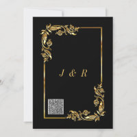 Zwart Goud QR Code bruiloft uitnodiging voorbeeld
