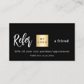 Zwart goud qr code business logo verwijzingskaart kortingskaartje (Voorkant)