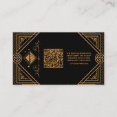 Zwart Goud QR Code Geometrische Art Deco Wedding Informatiekaartje (Voorkant)