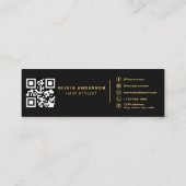 Zwart Goud QR Code Haarstylist Zwart Mini Visitekaartje (Achterkant)