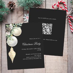 Zwart goud QR code Kerstfeest uitnodiging
