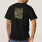 Zwart Goud QR Code Mannen Dubbelzijdig Design Prin T-shirt (Achterkant)