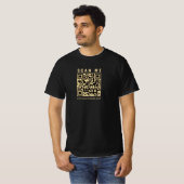 Zwart Goud QR Code Mannen Dubbelzijdig Design Prin T-shirt (Voorkant volledig)