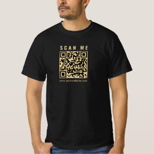 Zwart Goud QR Code Mannen Dubbelzijdig Design Prin T-shirt