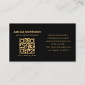 Zwart Goud QR Code Minimalist Professional Visitekaartje (Voorkant)