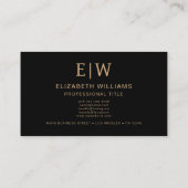 Zwart Goud QR Code Monogram Minimalistisch Visitekaartje (Achterkant)