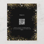 Zwart goud QR code RSVP budget bruiloft uitnodigin (Achterkant)
