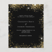 Zwart goud QR code RSVP budget bruiloft uitnodigin (Voorkant)