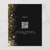 Zwart goud QR code RSVP budget bruiloft uitnodigin (Achterkant)