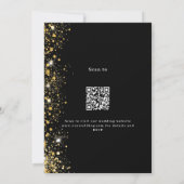 Zwart goud QR code RSVP details bruiloft Kaart (Achterkant)