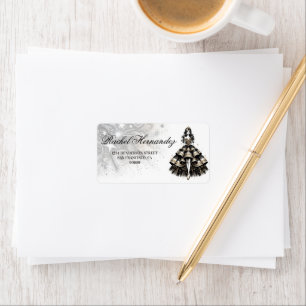 Zwart & Goud Quinceañera Meisje Etiket