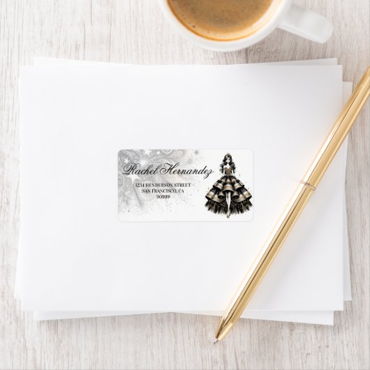 Zwart & Goud Quinceañera Meisje Etiket (Insitu)