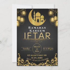 Zwart & Goud Ramadan Iftar Party Kaart