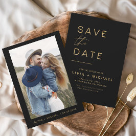 Zwart Goud Reddingsdatum Foto Minimalistisch Elega Save The Date