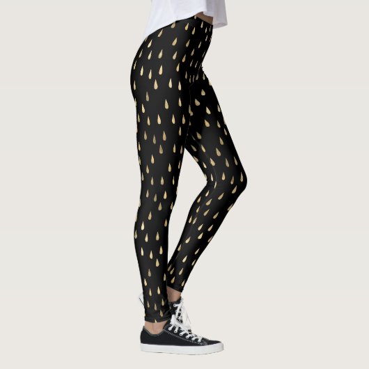 Zwart Goud Regendruppel Moderne Trendy Yoga Leggings (Rechts)