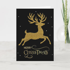 Zwart & Goud Rendier Kerstkaart Kaart