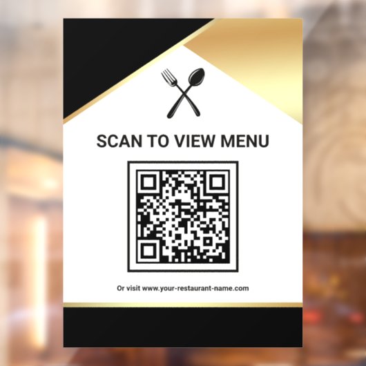 Zwart Goud Restaurant Digitaal QR Code Menu Raamsticker (Vel 2)